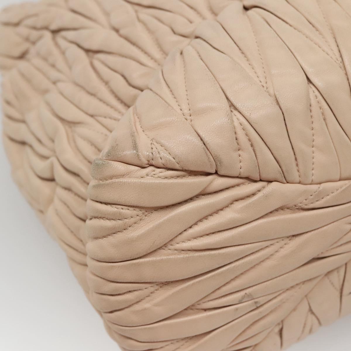 Miu Miu Matelasse Hand Bag Leather 2way Beige Gold Auth 116116