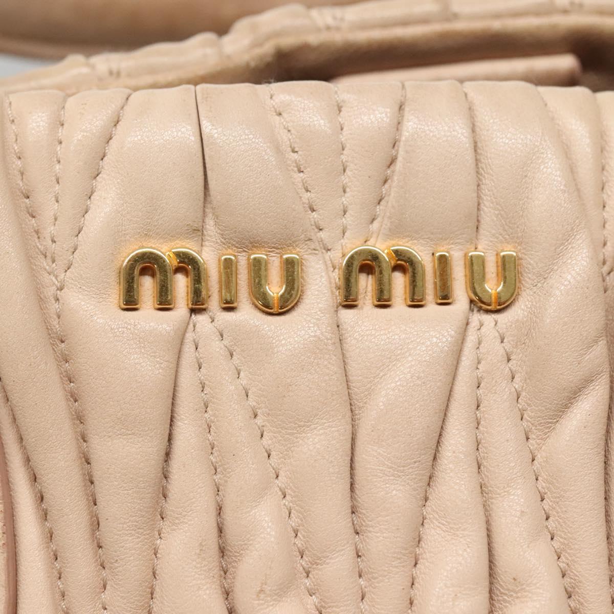 Miu Miu Matelasse Hand Bag Leather 2way Beige Gold Auth 116116