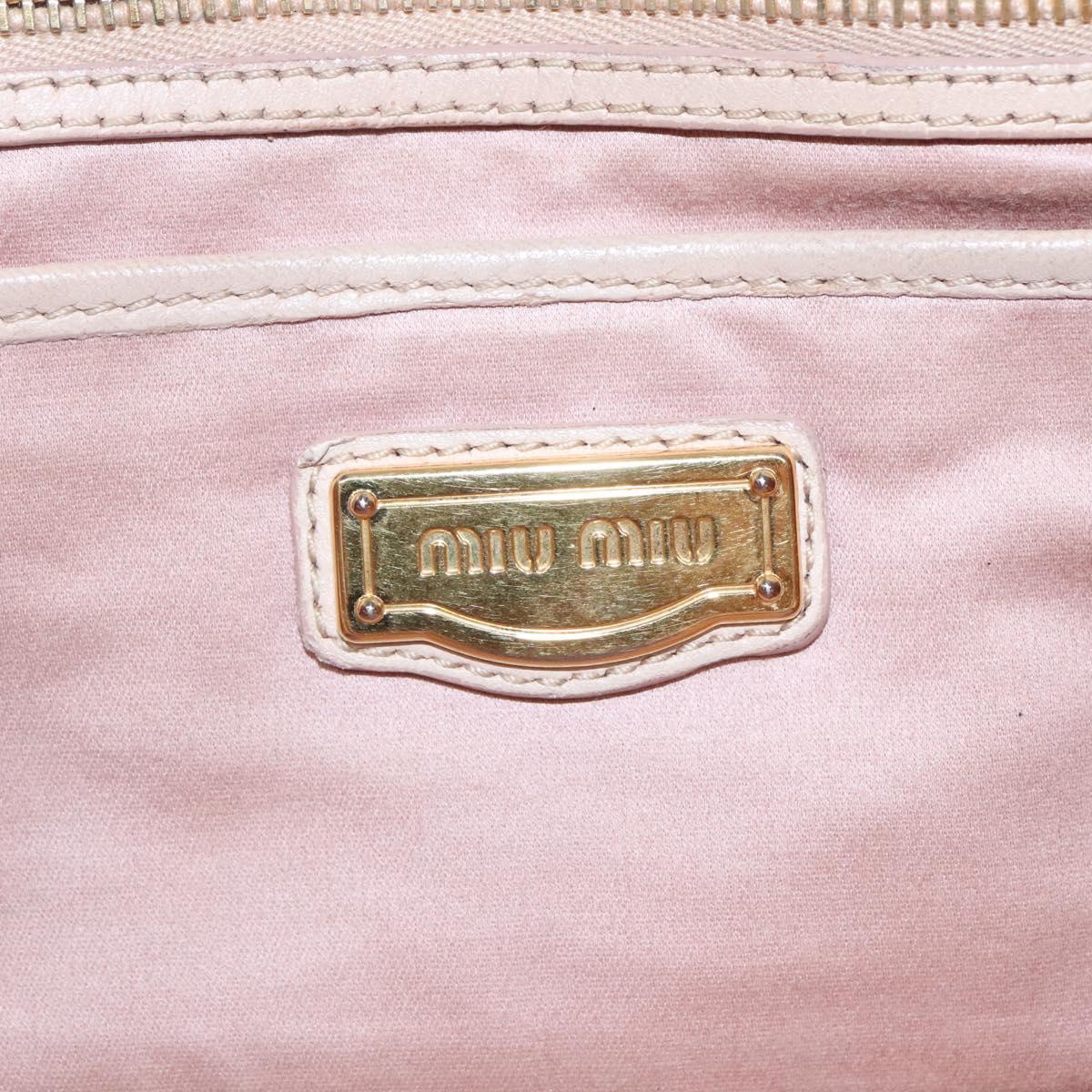 Miu Miu Matelasse Hand Bag Leather 2way Beige Gold Auth 116116