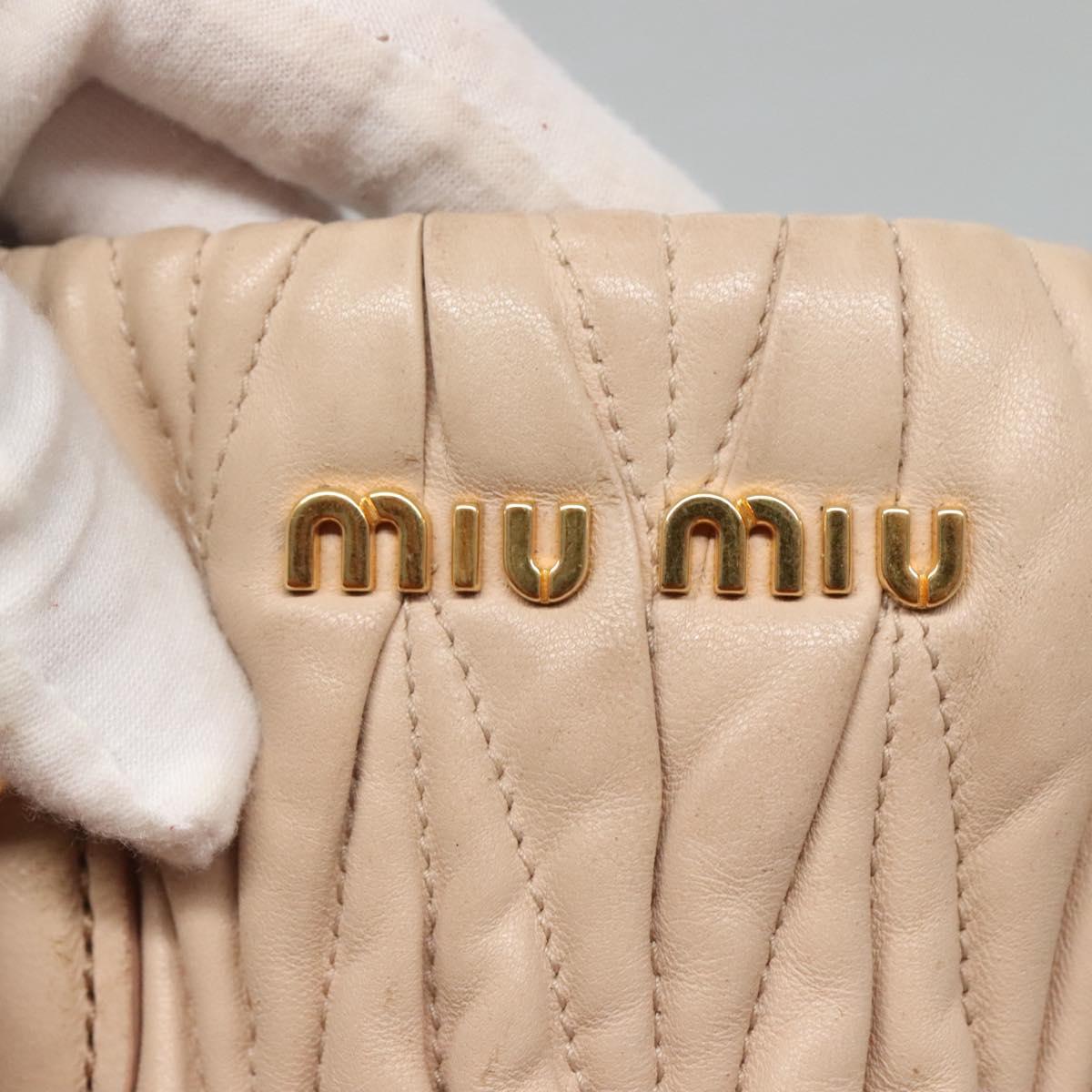 Miu Miu Matelasse Hand Bag Leather 2way Beige Gold Auth 116116