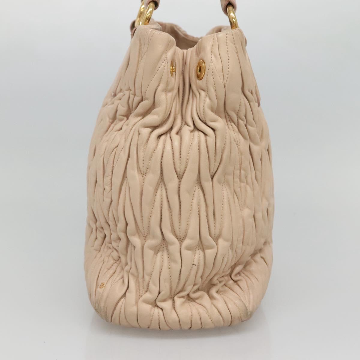 Miu Miu Matelasse Hand Bag Leather 2way Beige Gold Auth 116116
