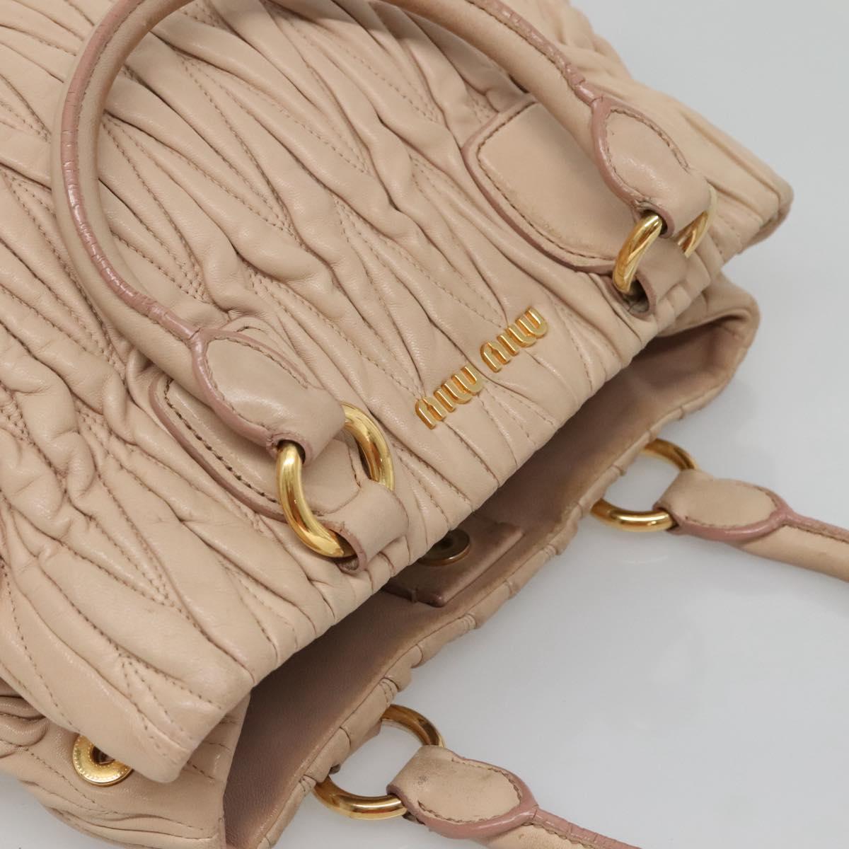 Miu Miu Matelasse Hand Bag Leather 2way Beige Gold Auth 116116