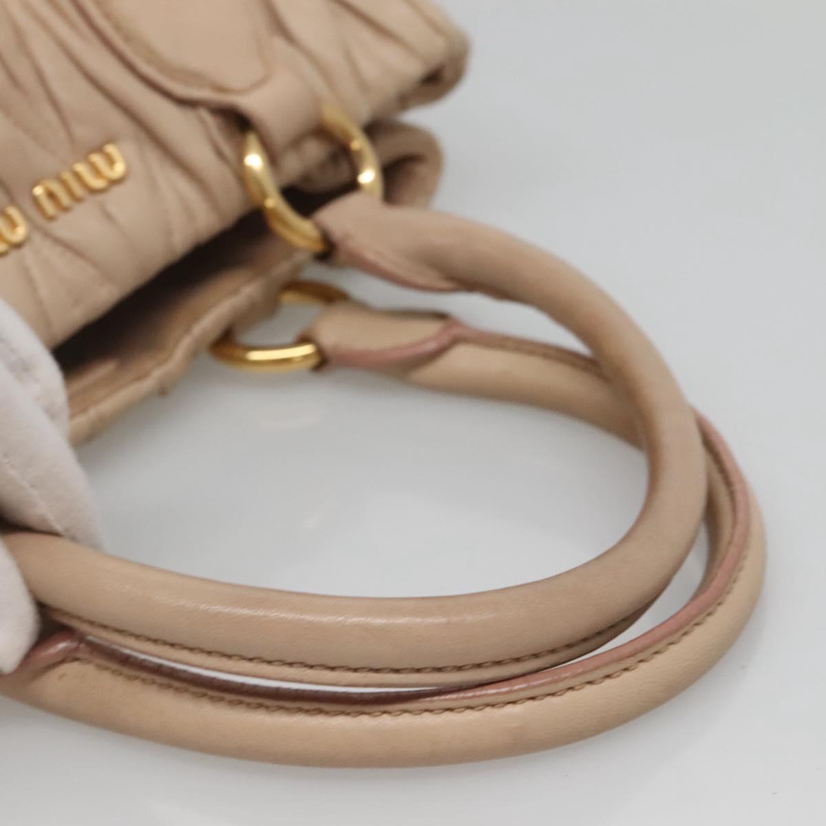 Miu Miu Matelasse Hand Bag Leather 2way Beige Gold Auth 116116
