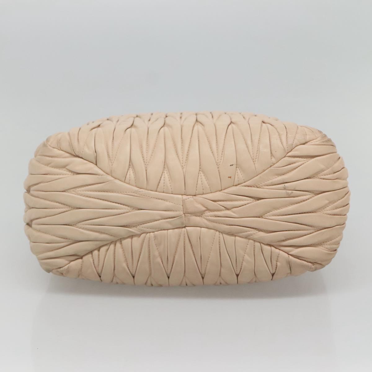 Miu Miu Matelasse Hand Bag Leather 2way Beige Gold Auth 116116