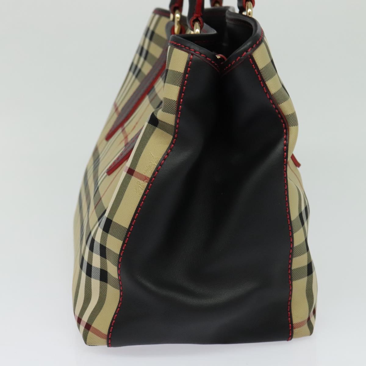 BURBERRY Nova Check Hand Bag Canvas 2way Beige Auth 116123V