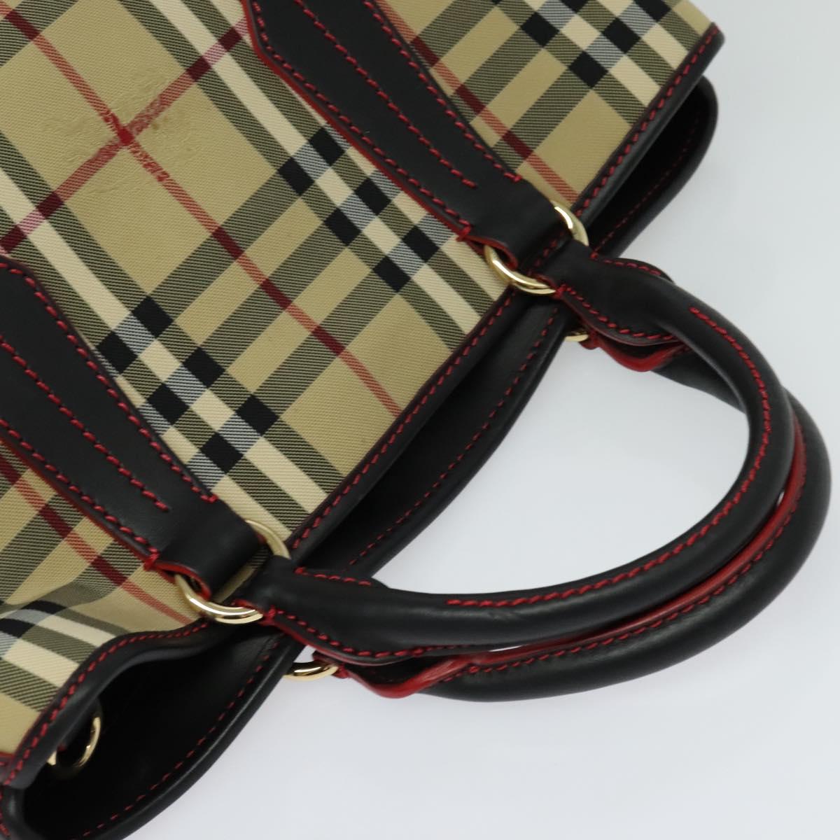 BURBERRY Nova Check Hand Bag Canvas 2way Beige Auth 116123V