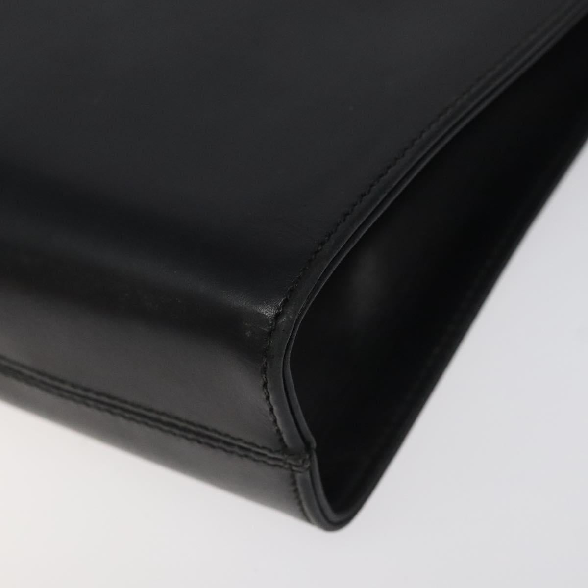 Salvatore Ferragamo Gancini Chain Shoulder Bag Leather Black Gold Auth 116128