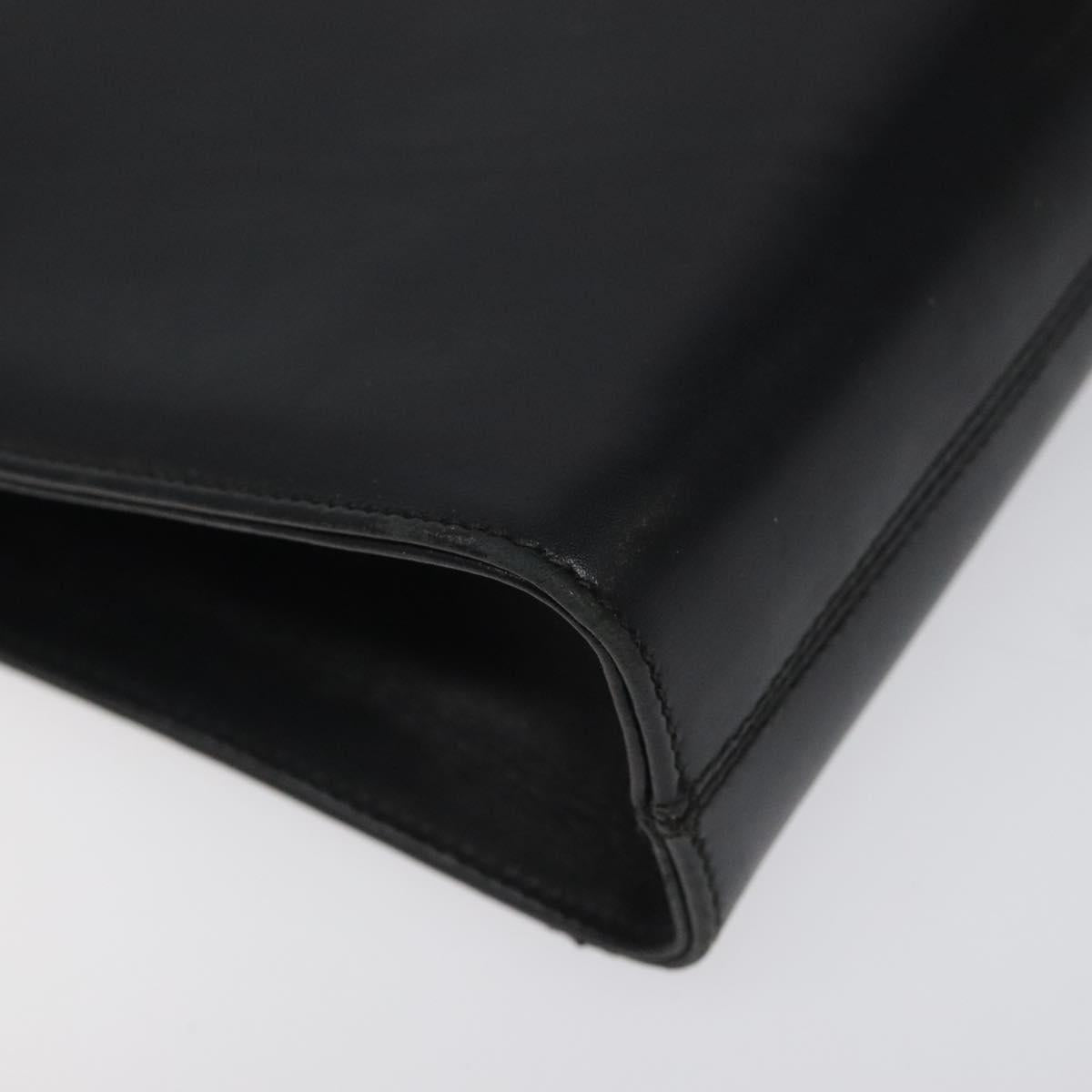 Salvatore Ferragamo Gancini Chain Shoulder Bag Leather Black Gold Auth 116128