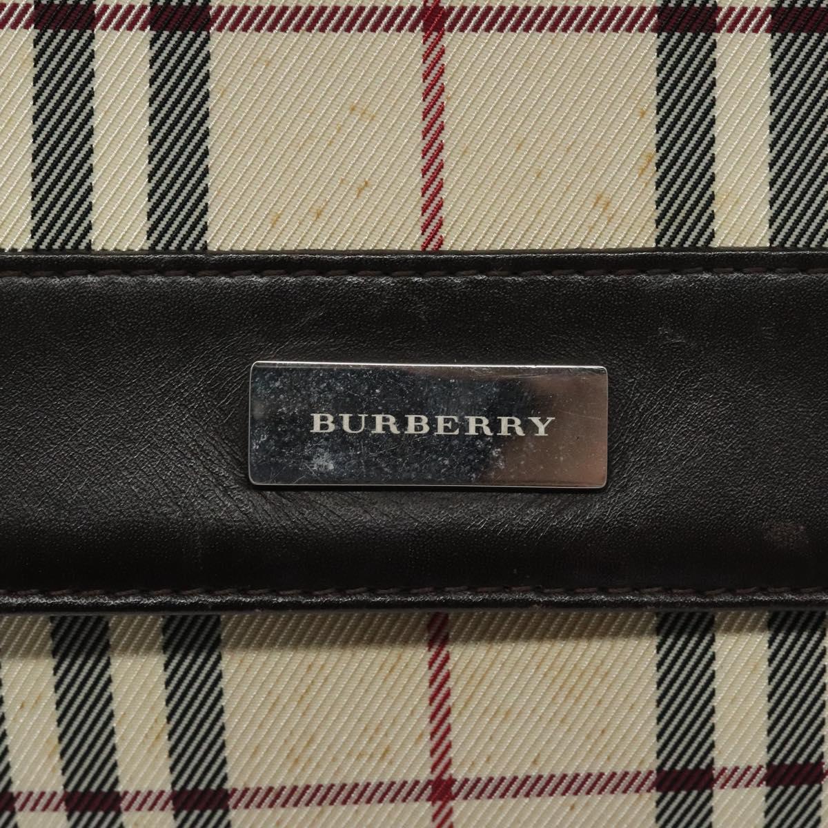 BURBERRY Nova Check Shoulder Bag Beige Brown Silver Auth 116145