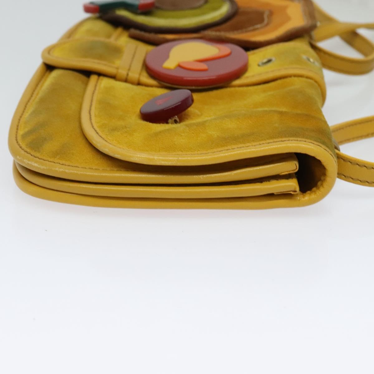 Miu Miu Shoulder Bag Suede Leather Yellow Auth 116150