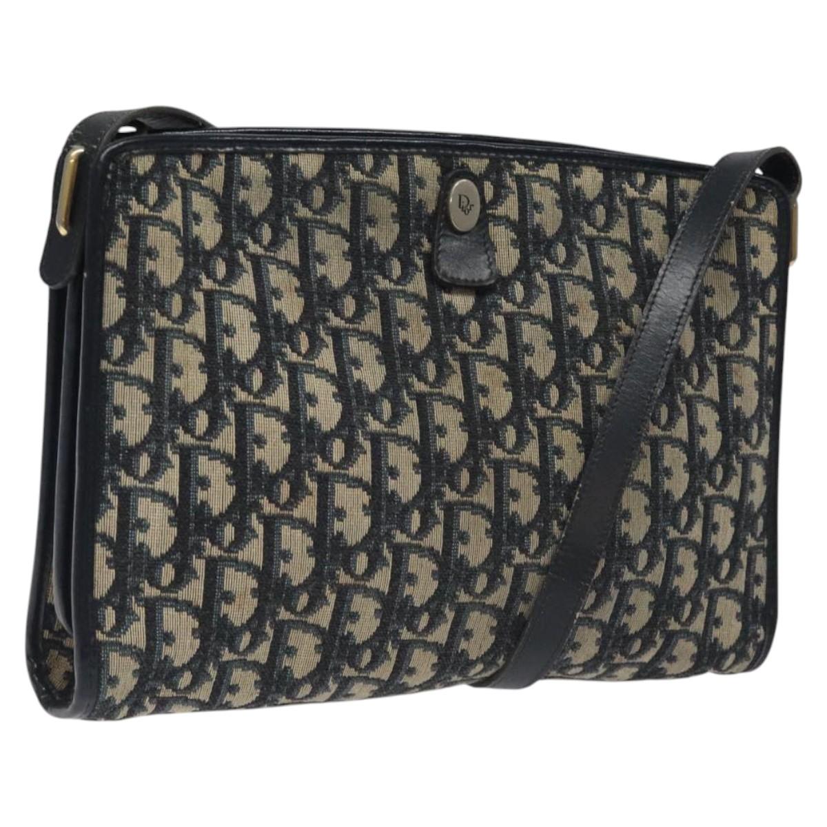 Christian Dior Trotter Canvas Shoulder Bag Navy Auth 116165