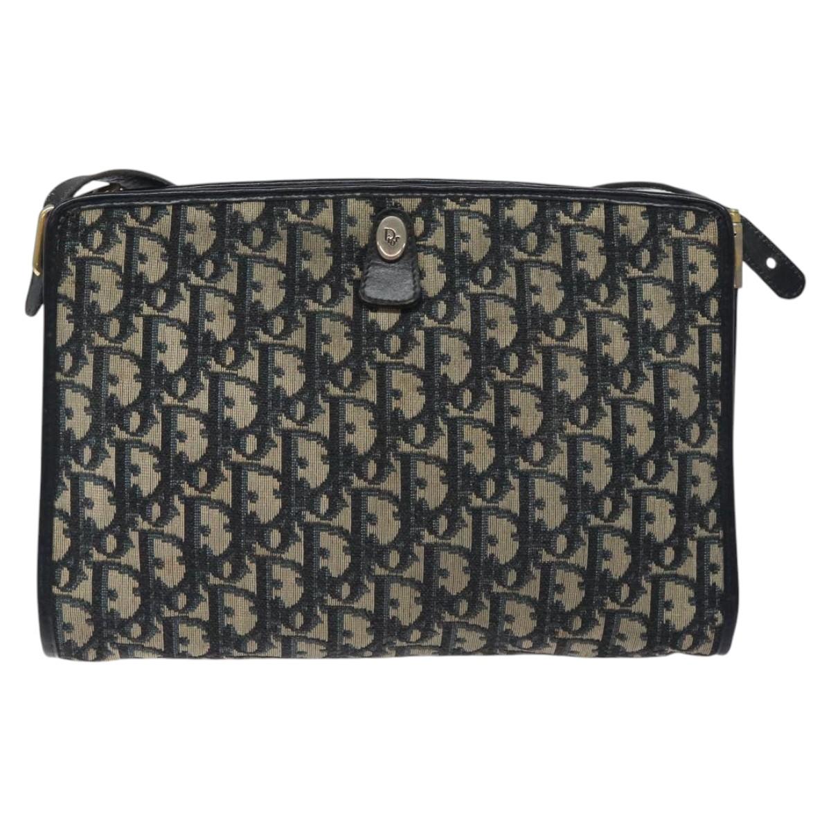 Christian Dior Trotter Canvas Shoulder Bag Navy Auth 116165