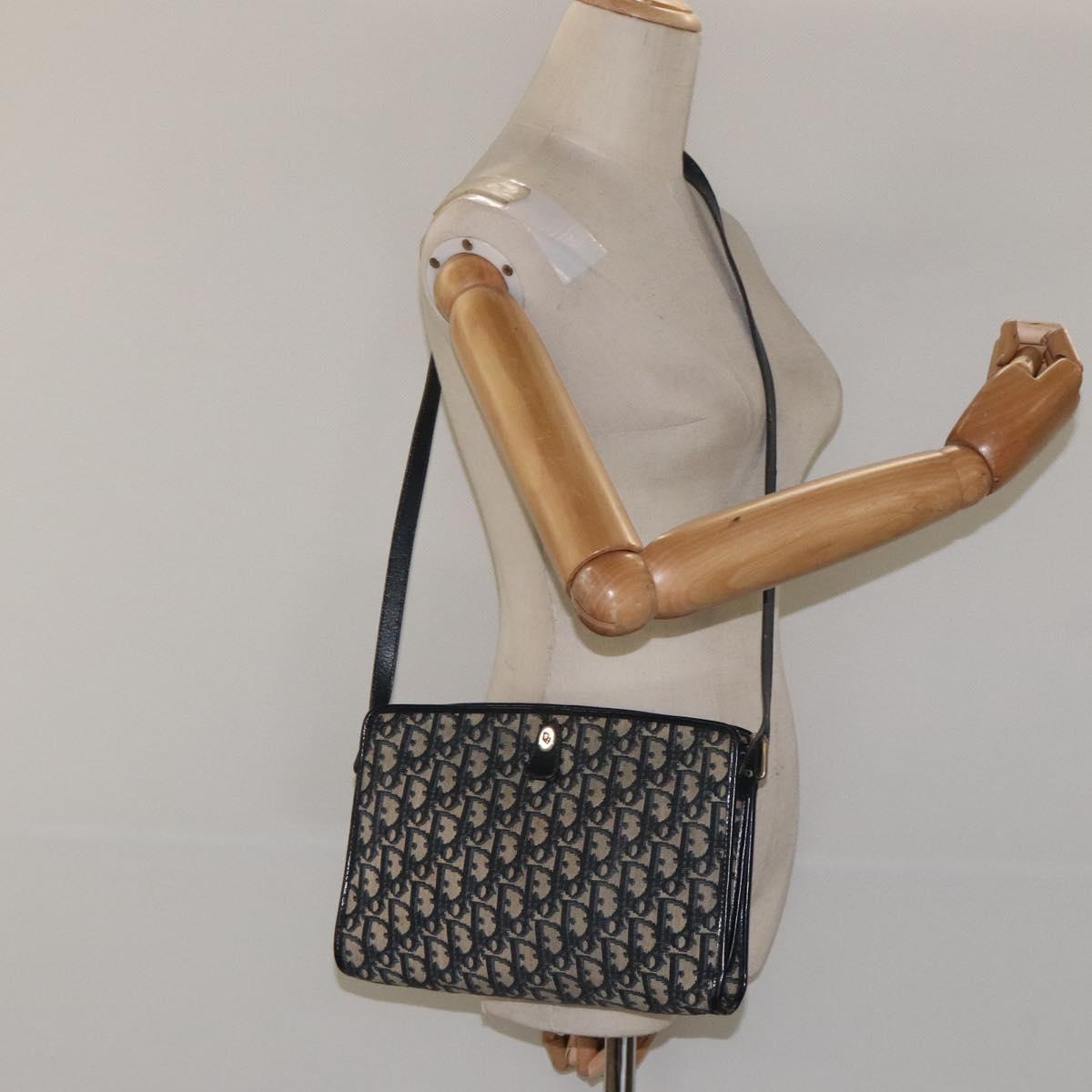 Christian Dior Trotter Canvas Shoulder Bag Navy Auth 116165