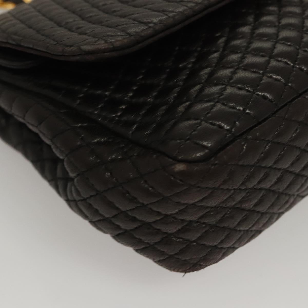 BALLY Chain Shoulder Bag Leather Black Gold Auth 116172