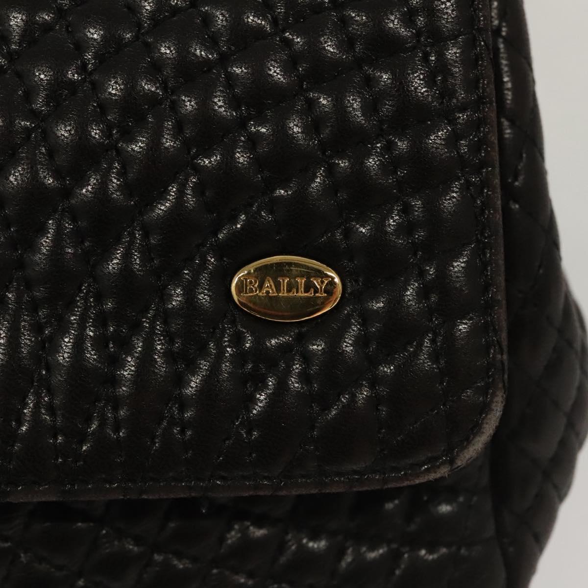 BALLY Chain Shoulder Bag Leather Black Gold Auth 116172