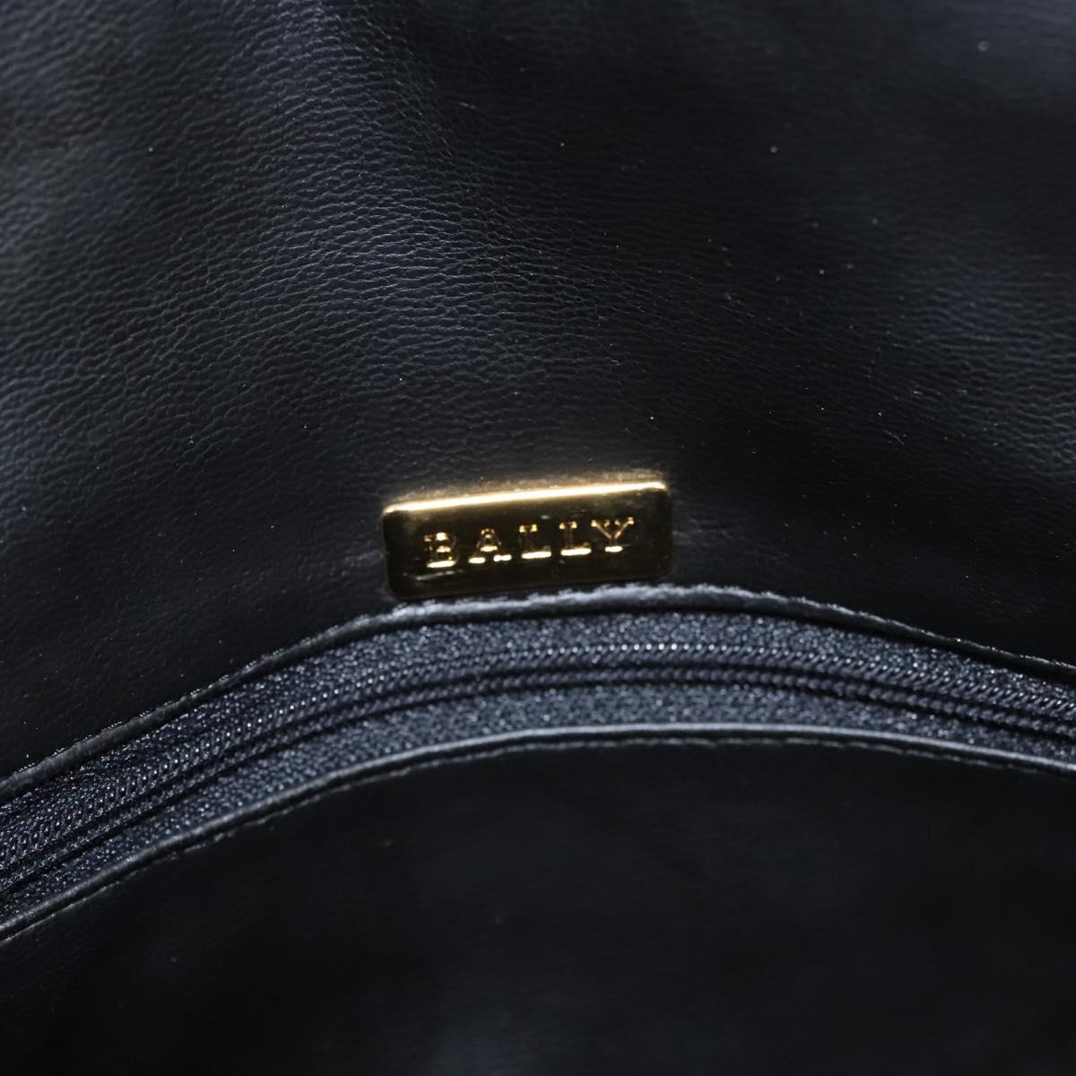 BALLY Chain Shoulder Bag Leather Black Gold Auth 116172