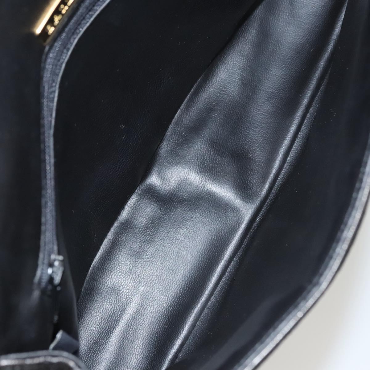 BALLY Chain Shoulder Bag Leather Black Gold Auth 116172