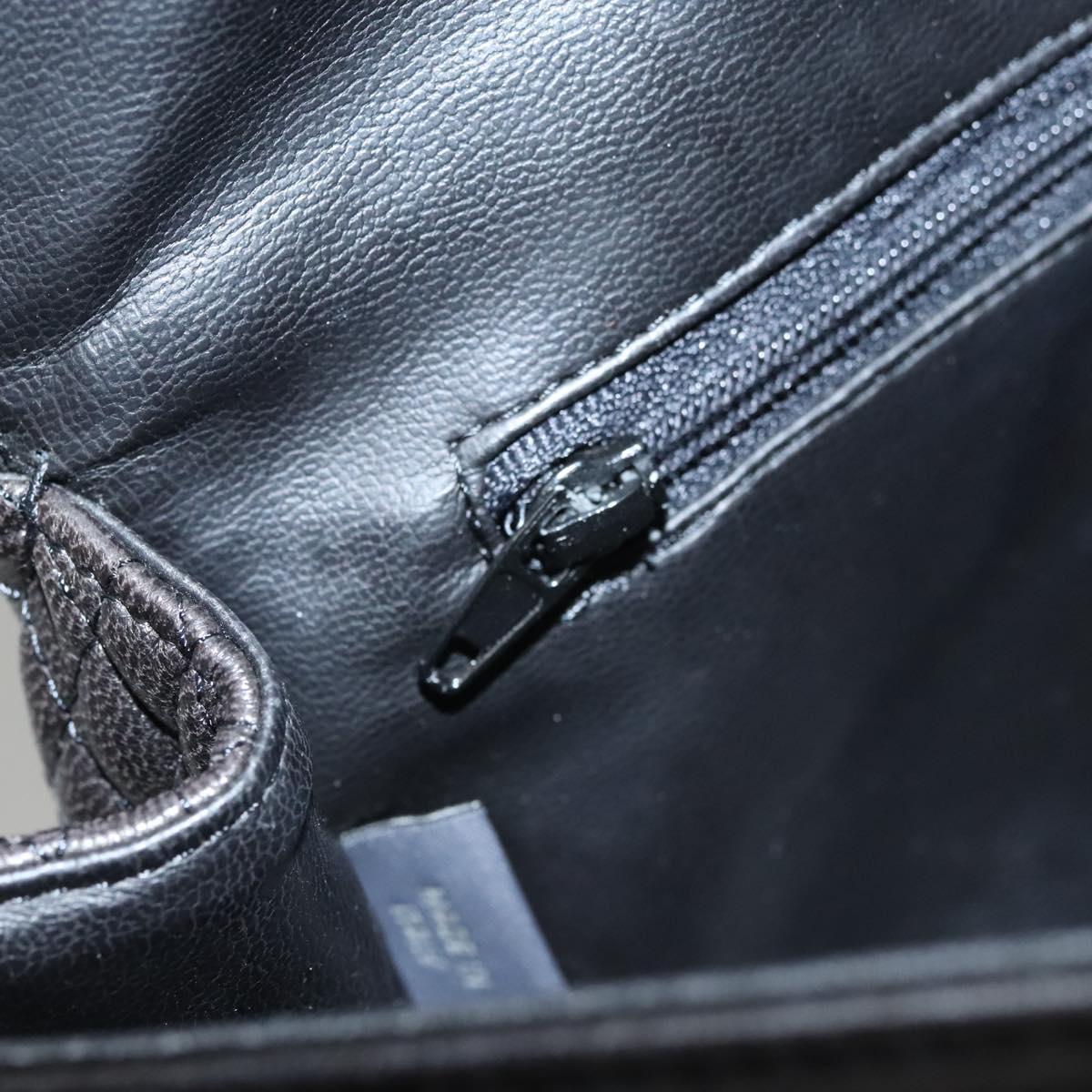 BALLY Chain Shoulder Bag Leather Black Gold Auth 116172