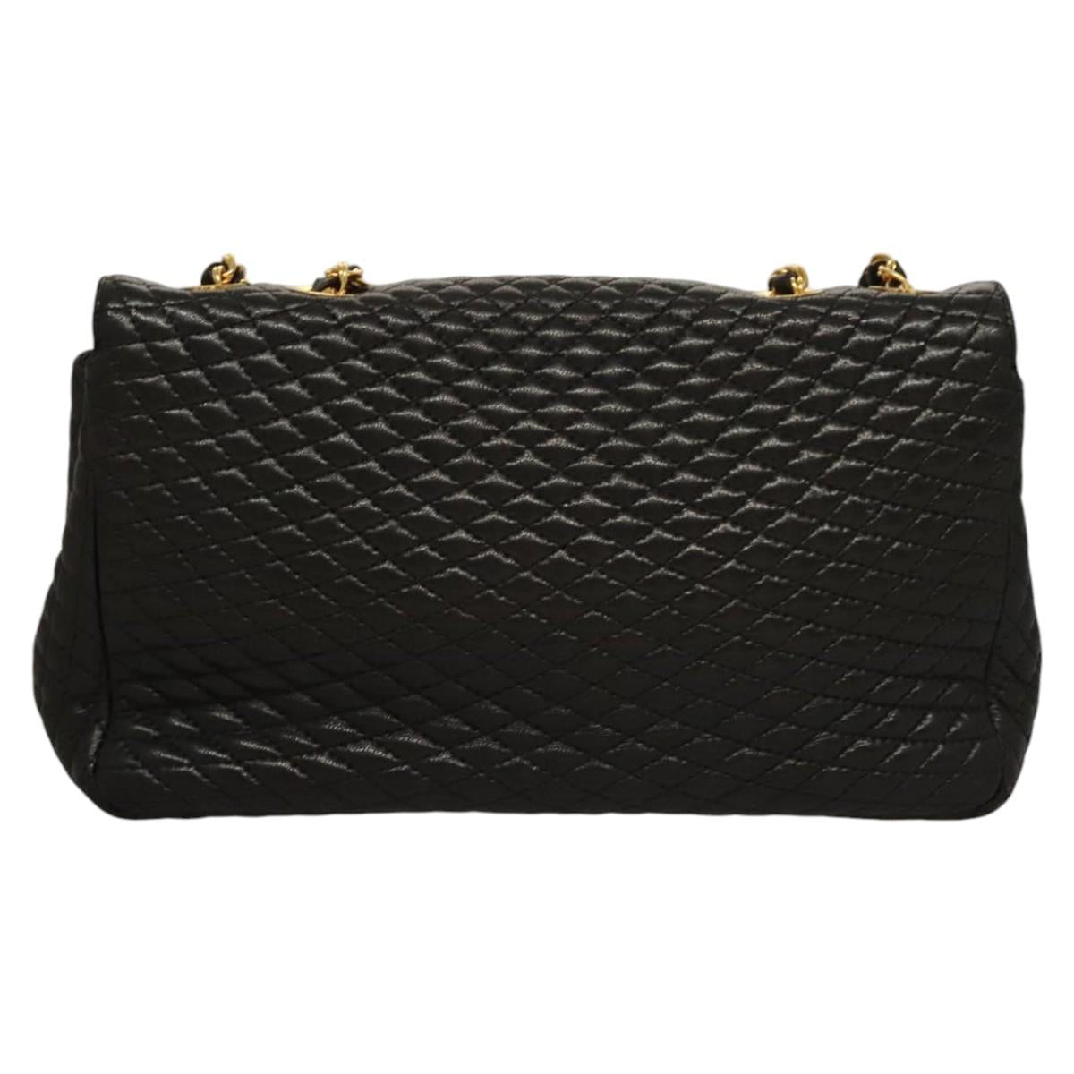 BALLY Chain Shoulder Bag Leather Black Gold Auth 116172