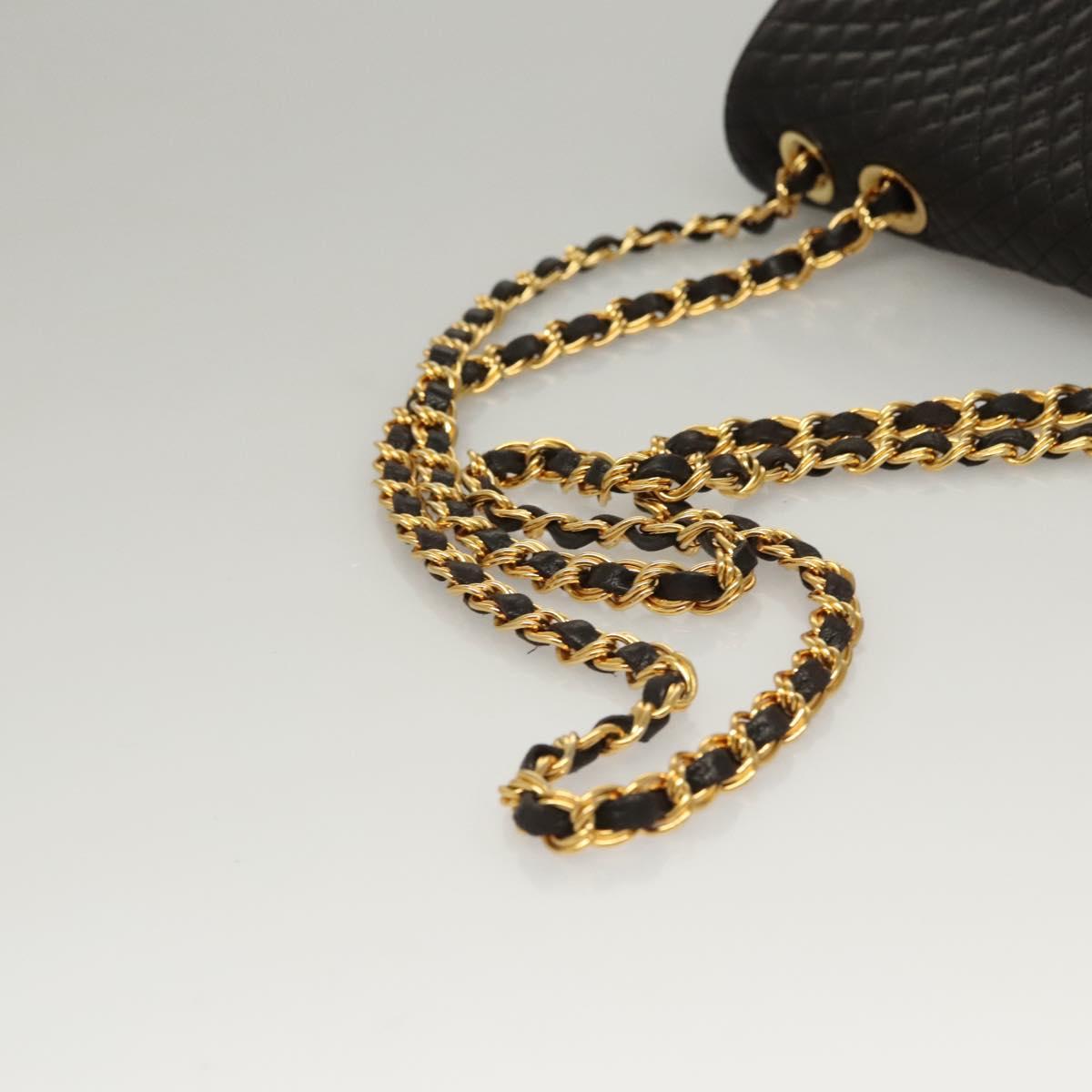 BALLY Chain Shoulder Bag Leather Black Gold Auth 116172