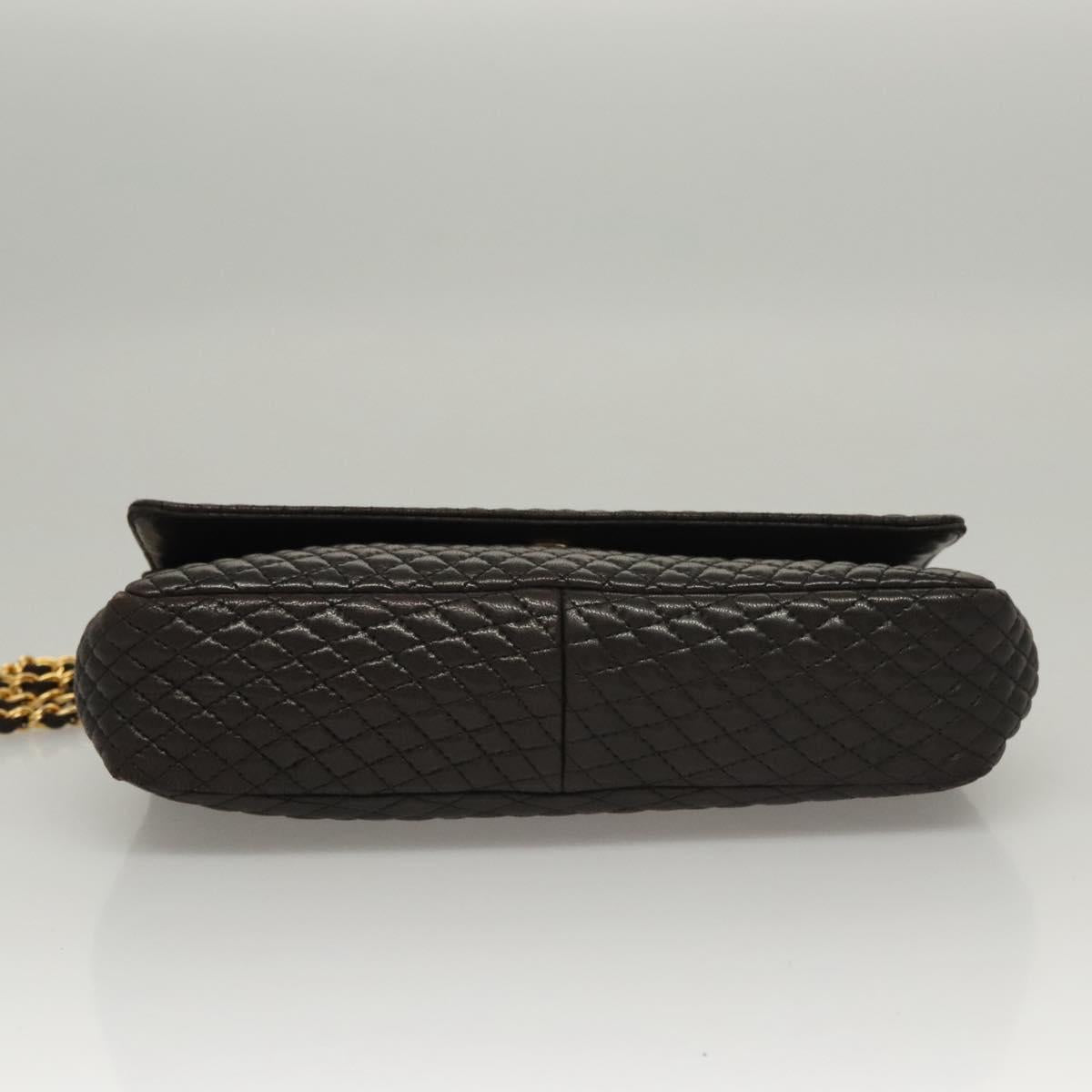 BALLY Chain Shoulder Bag Leather Black Gold Auth 116172