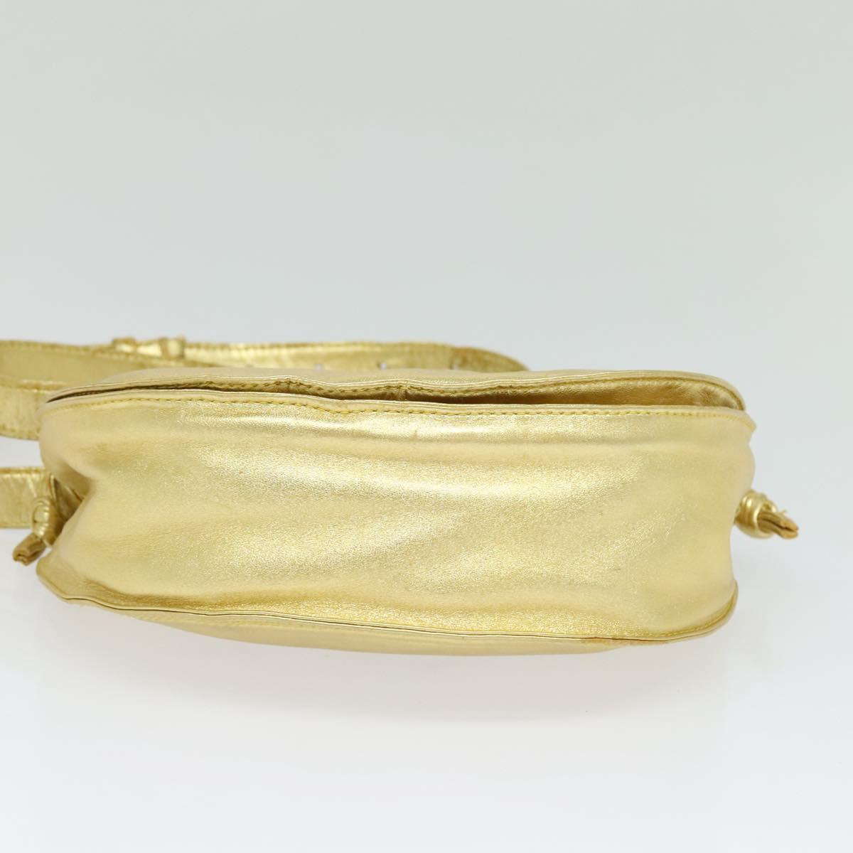 LOEWE Anagram Shoulder Bag Leather Gold Tone Auth 116175