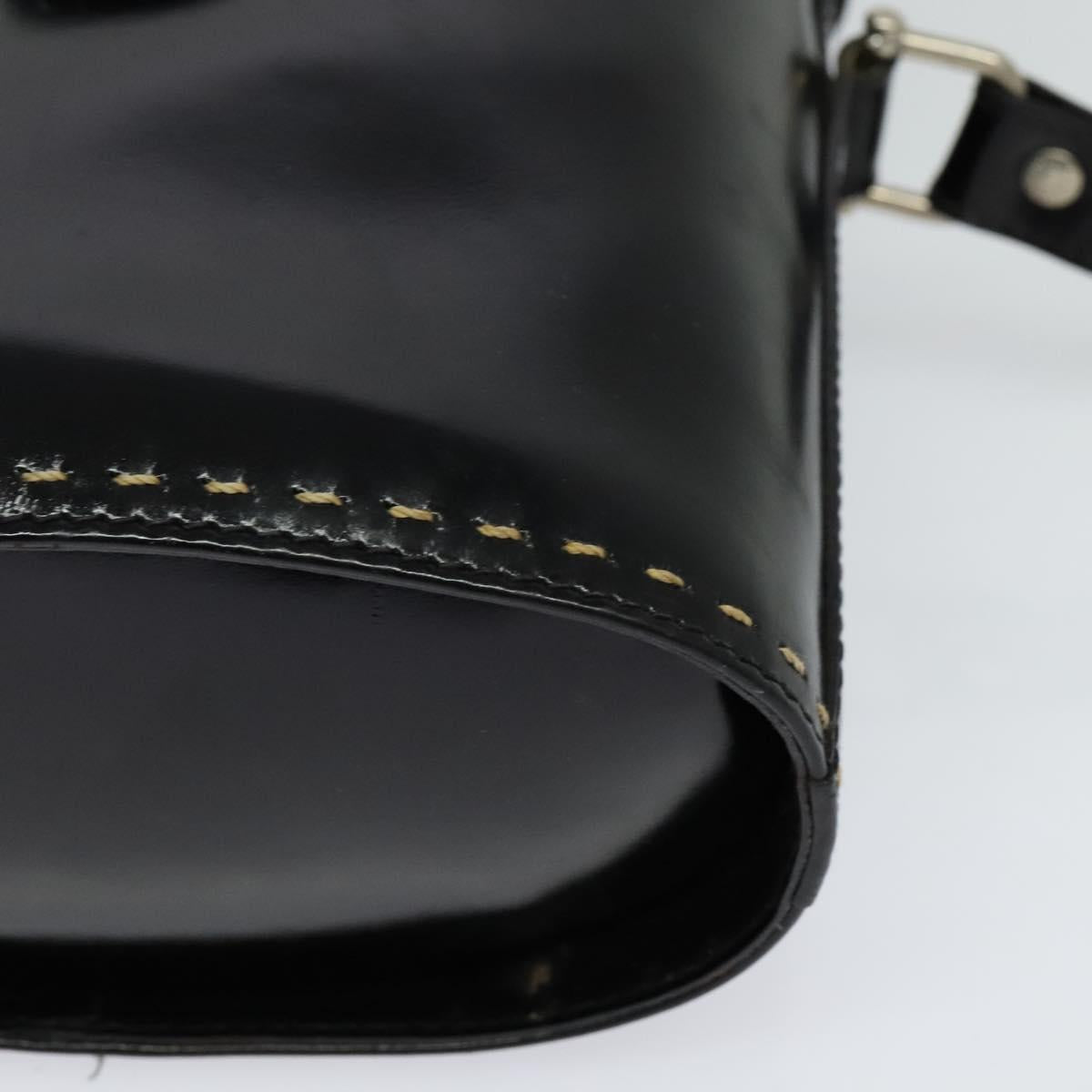 CELINE Shoulder Bag Patent leather Black Auth 116182