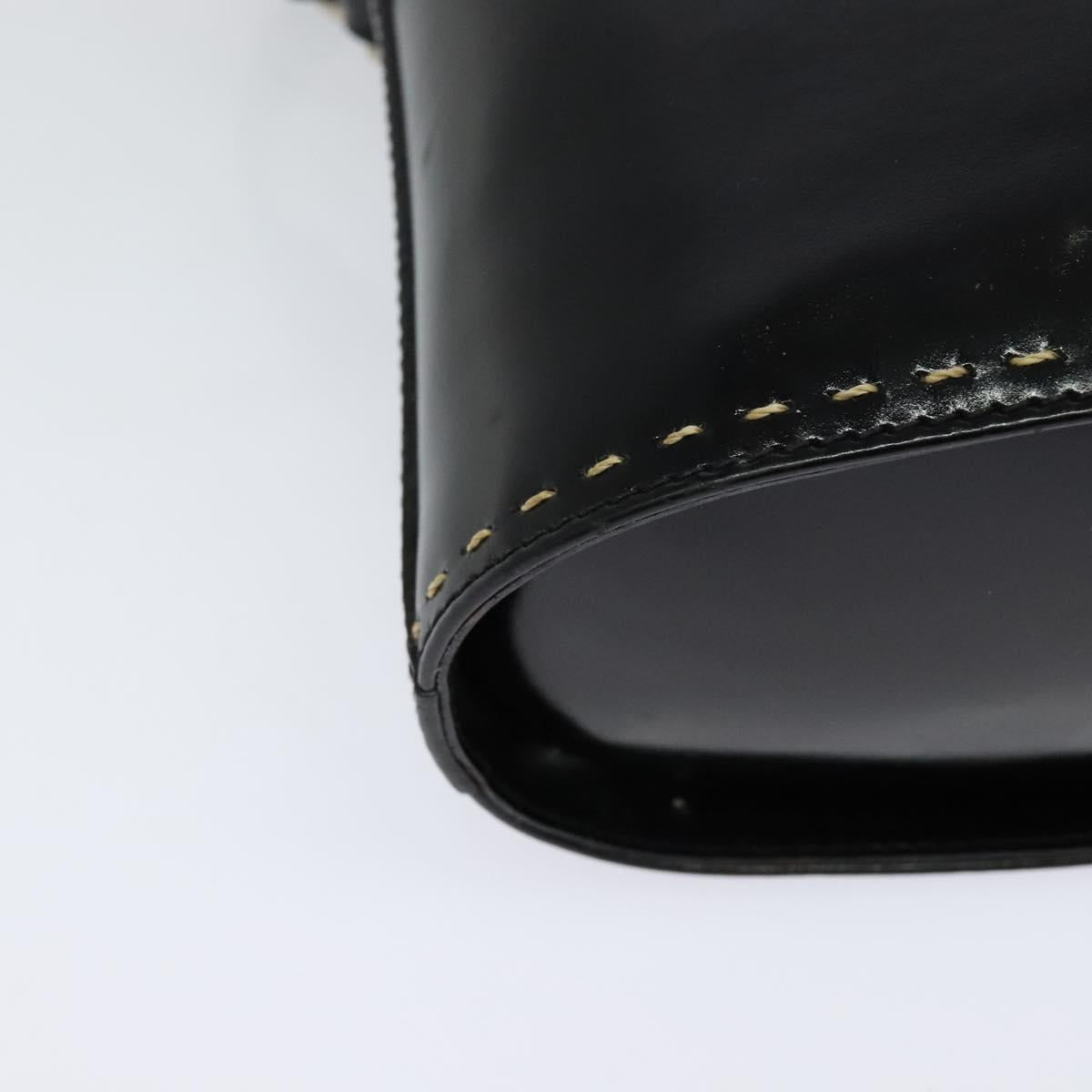 CELINE Shoulder Bag Patent leather Black Auth 116182