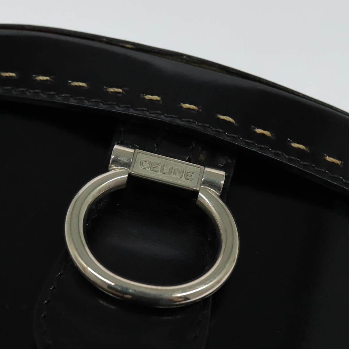 CELINE Shoulder Bag Patent leather Black Auth 116182