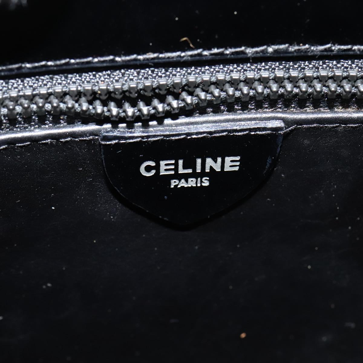 CELINE Shoulder Bag Patent leather Black Auth 116182