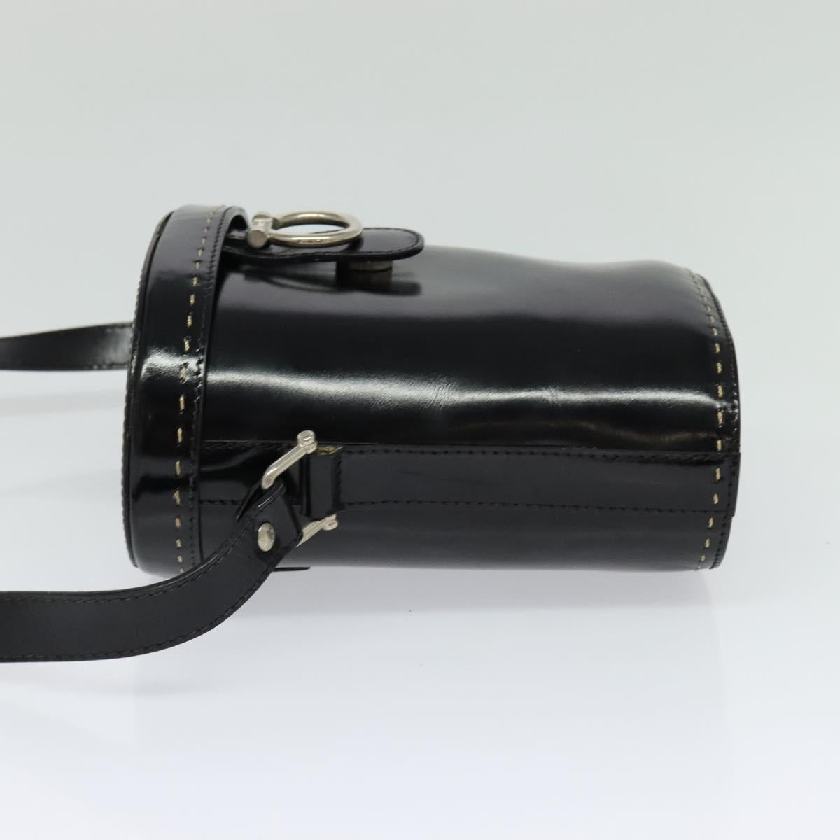 CELINE Shoulder Bag Patent leather Black Auth 116182