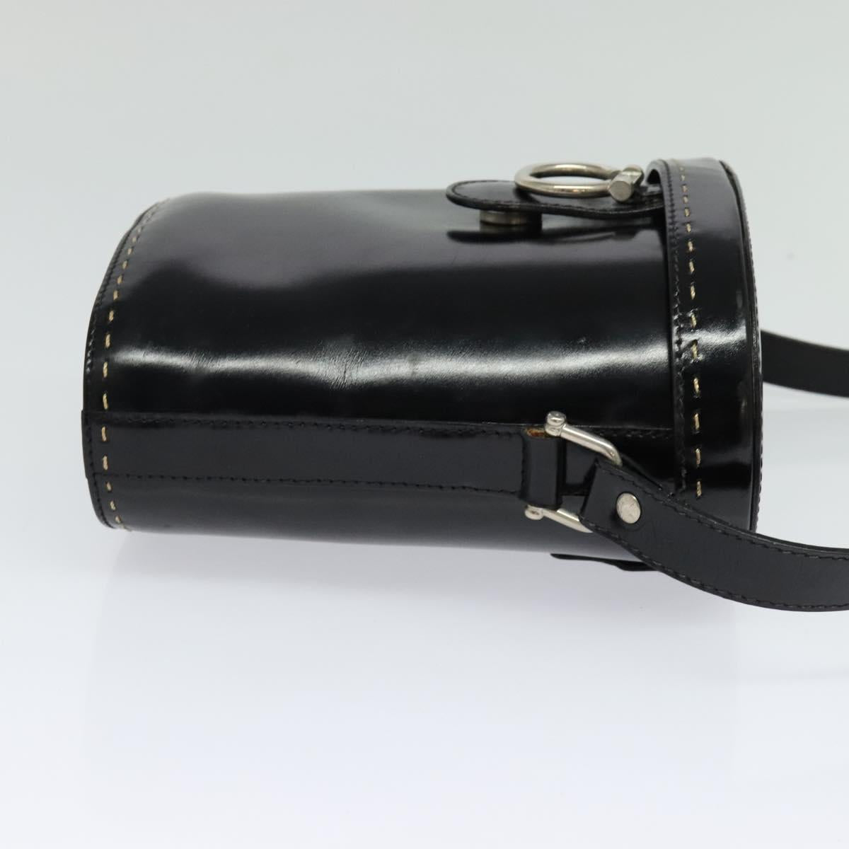 CELINE Shoulder Bag Patent leather Black Auth 116182