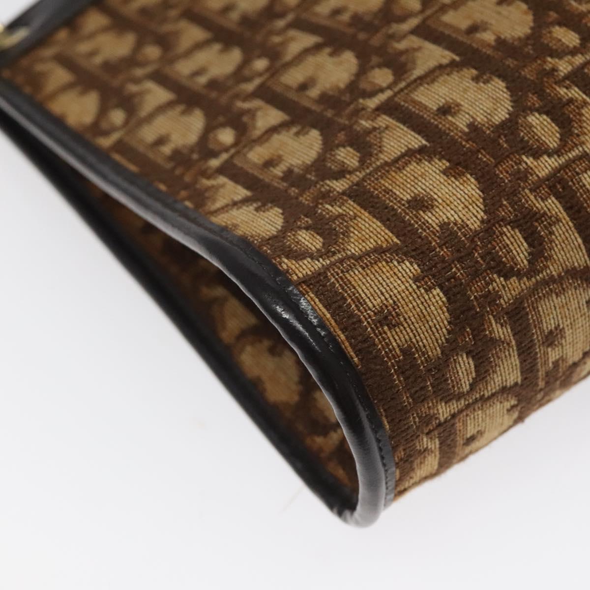 Christian Dior Trotter Canvas Shoulder Bag Brown Auth 116199