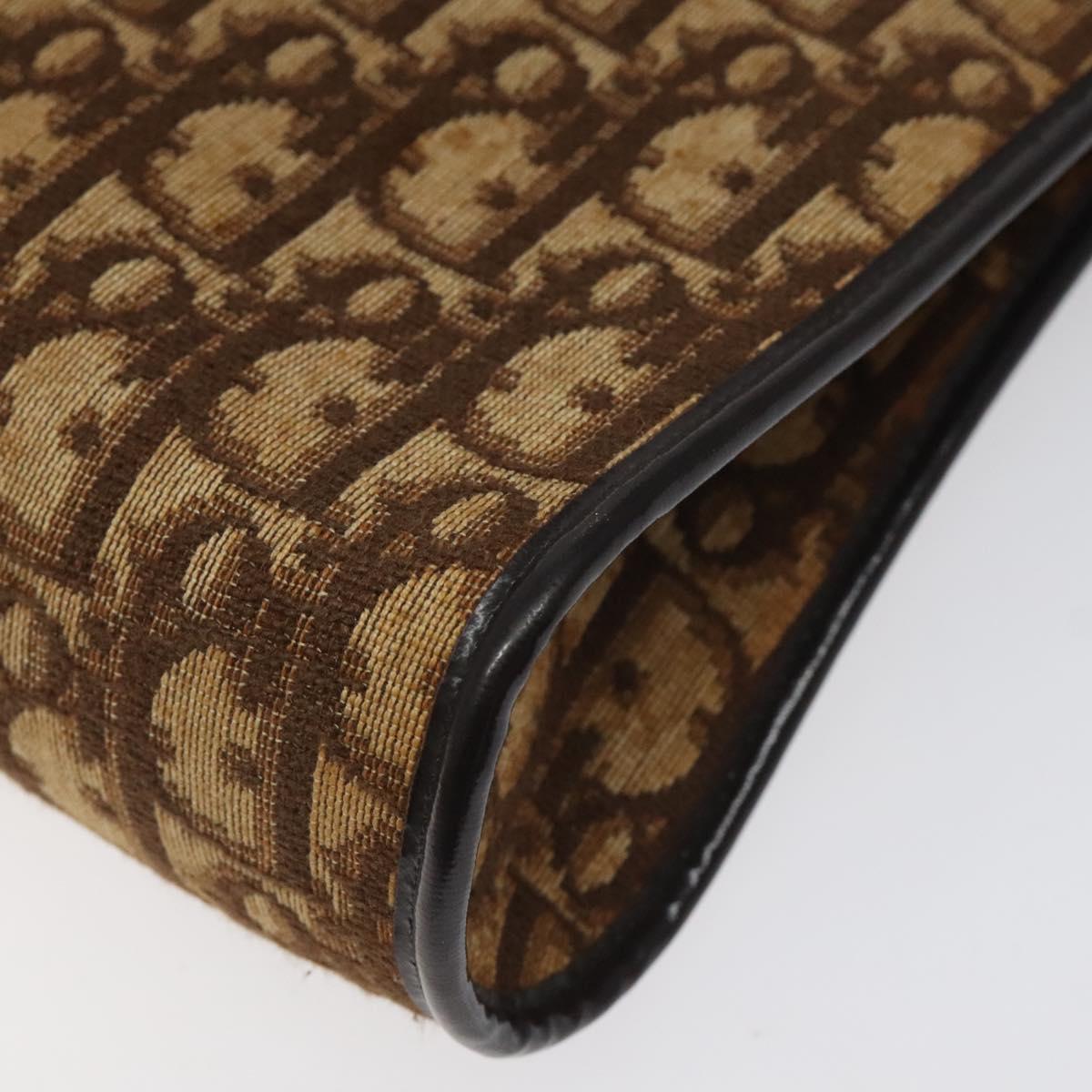 Christian Dior Trotter Canvas Shoulder Bag Brown Auth 116199