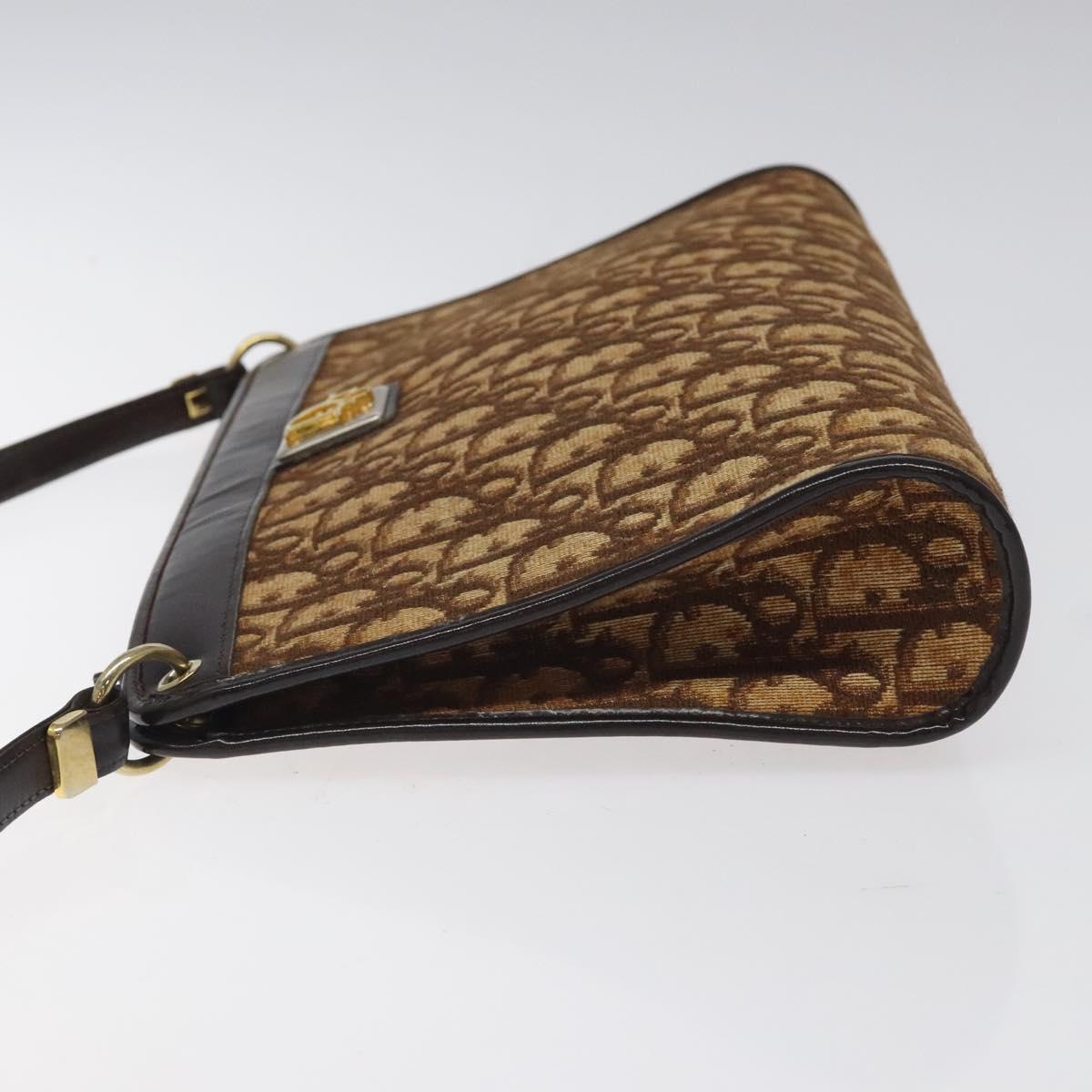 Christian Dior Trotter Canvas Shoulder Bag Brown Auth 116199