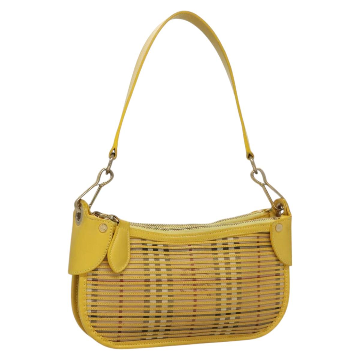 BURBERRY Nova Check Shoulder Bag Leather Yellow Auth 116203