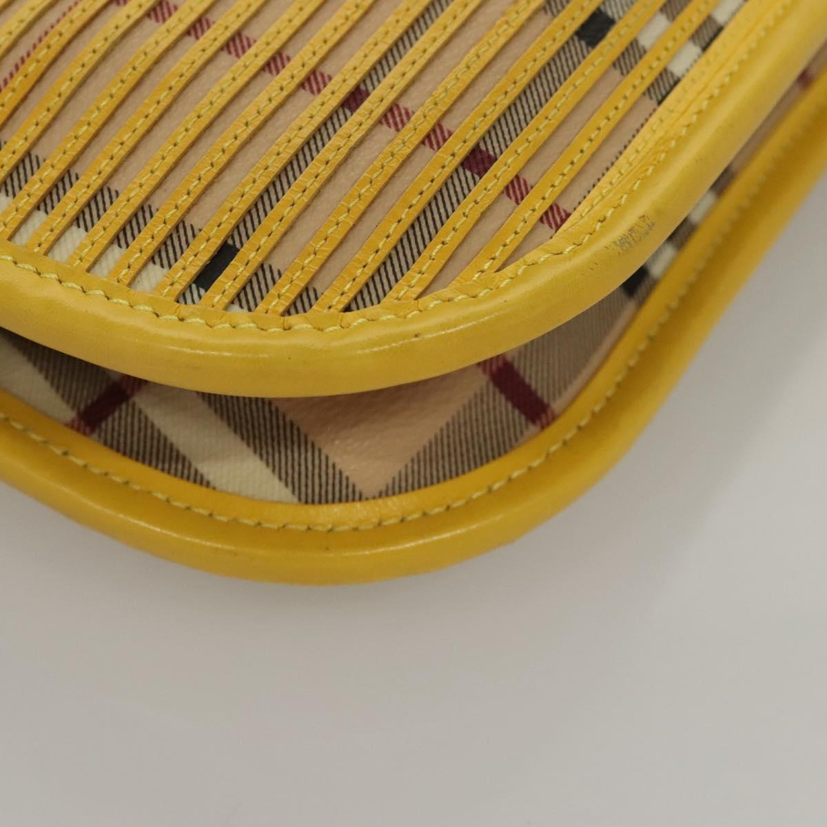 BURBERRY Nova Check Shoulder Bag Leather Yellow Auth 116203
