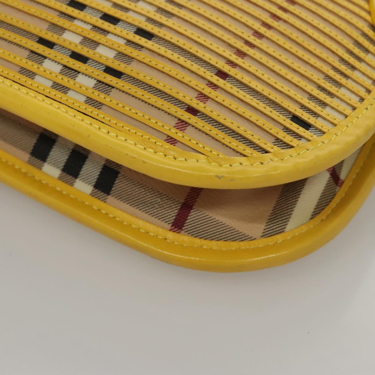 BURBERRY Nova Check Shoulder Bag Leather Yellow Auth 116203