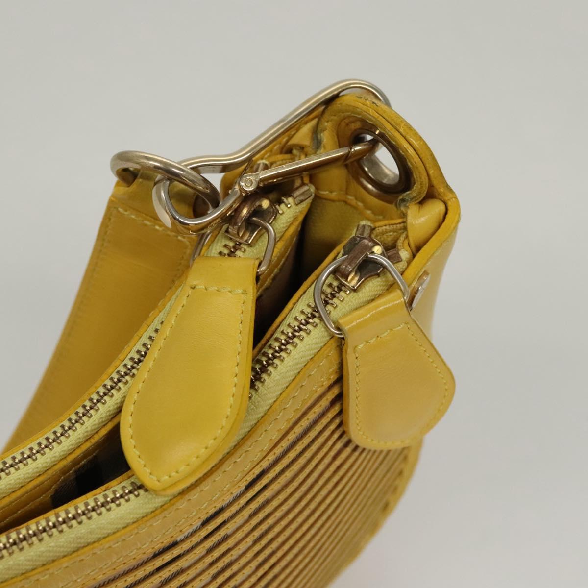 BURBERRY Nova Check Shoulder Bag Leather Yellow Auth 116203