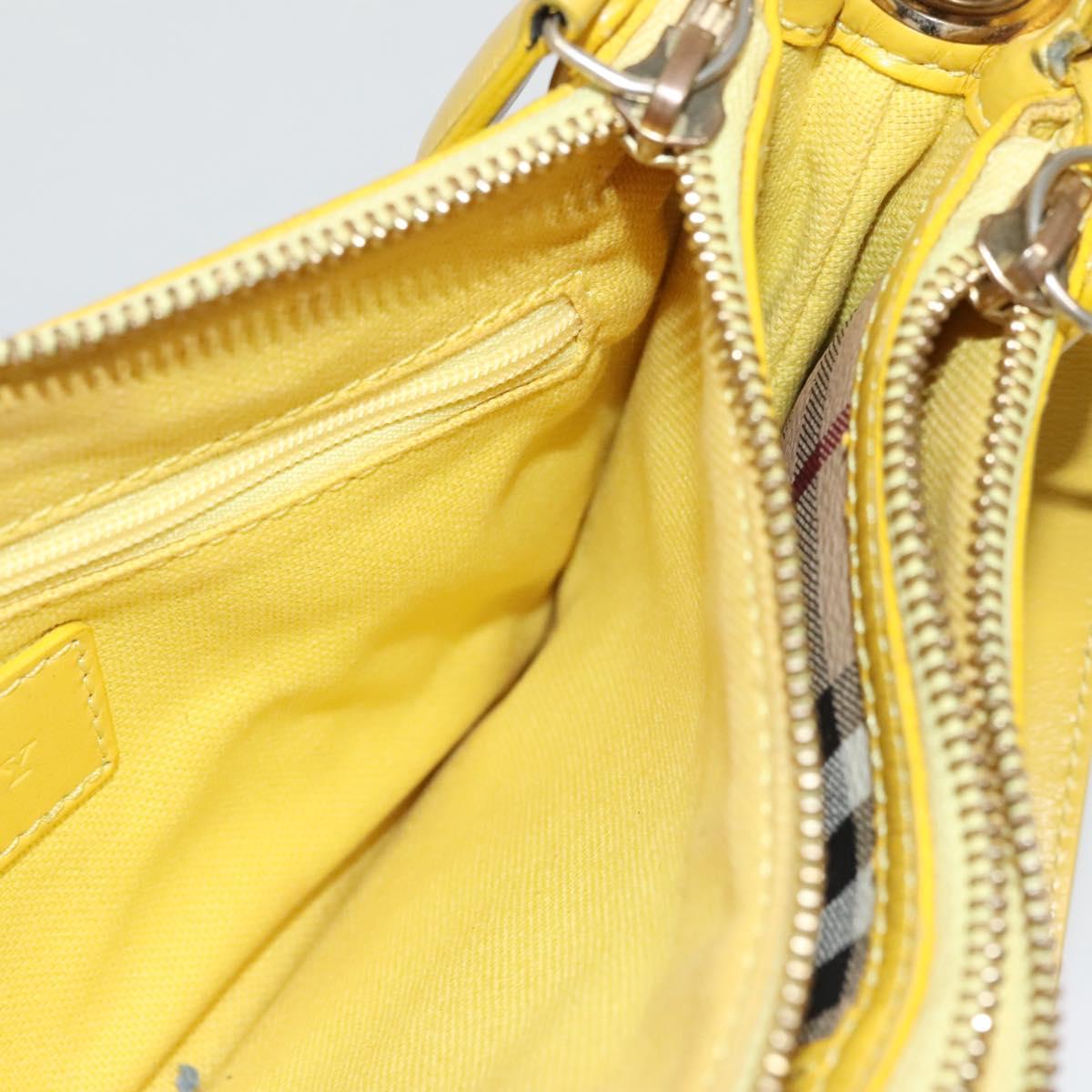 BURBERRY Nova Check Shoulder Bag Leather Yellow Auth 116203