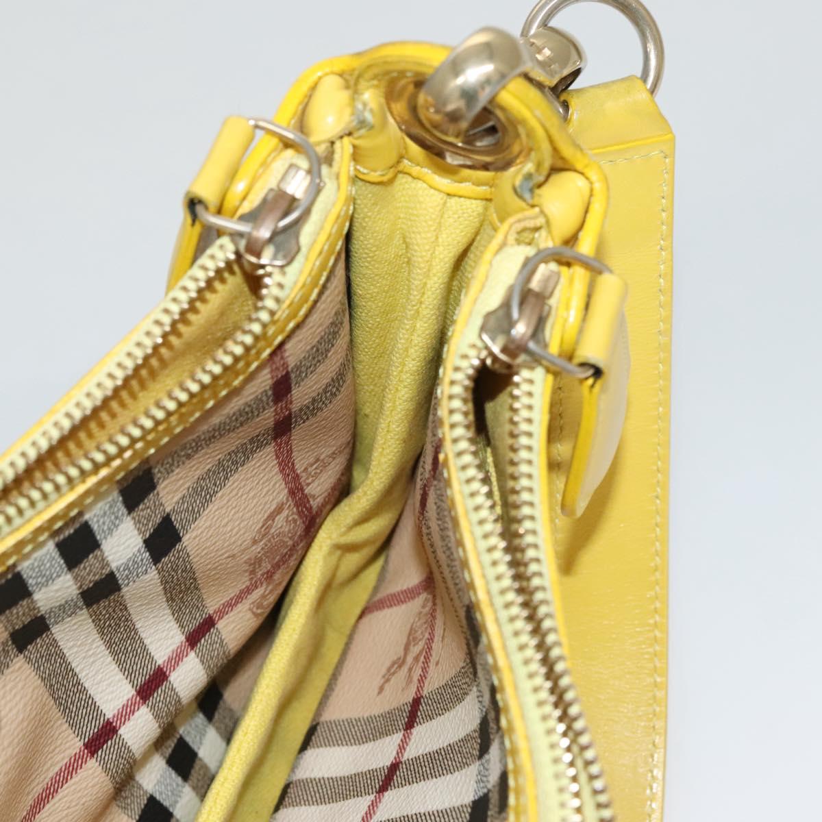 BURBERRY Nova Check Shoulder Bag Leather Yellow Auth 116203