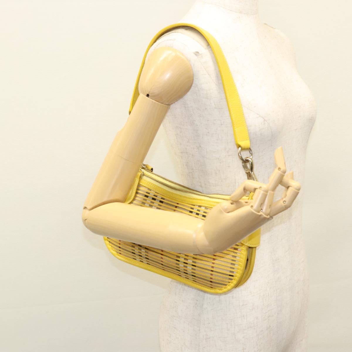 BURBERRY Nova Check Shoulder Bag Leather Yellow Auth 116203