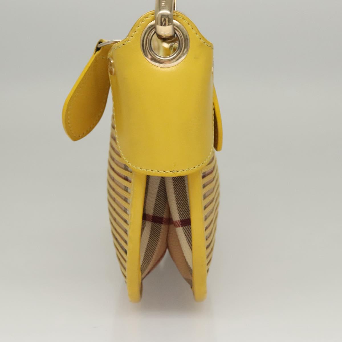 BURBERRY Nova Check Shoulder Bag Leather Yellow Auth 116203