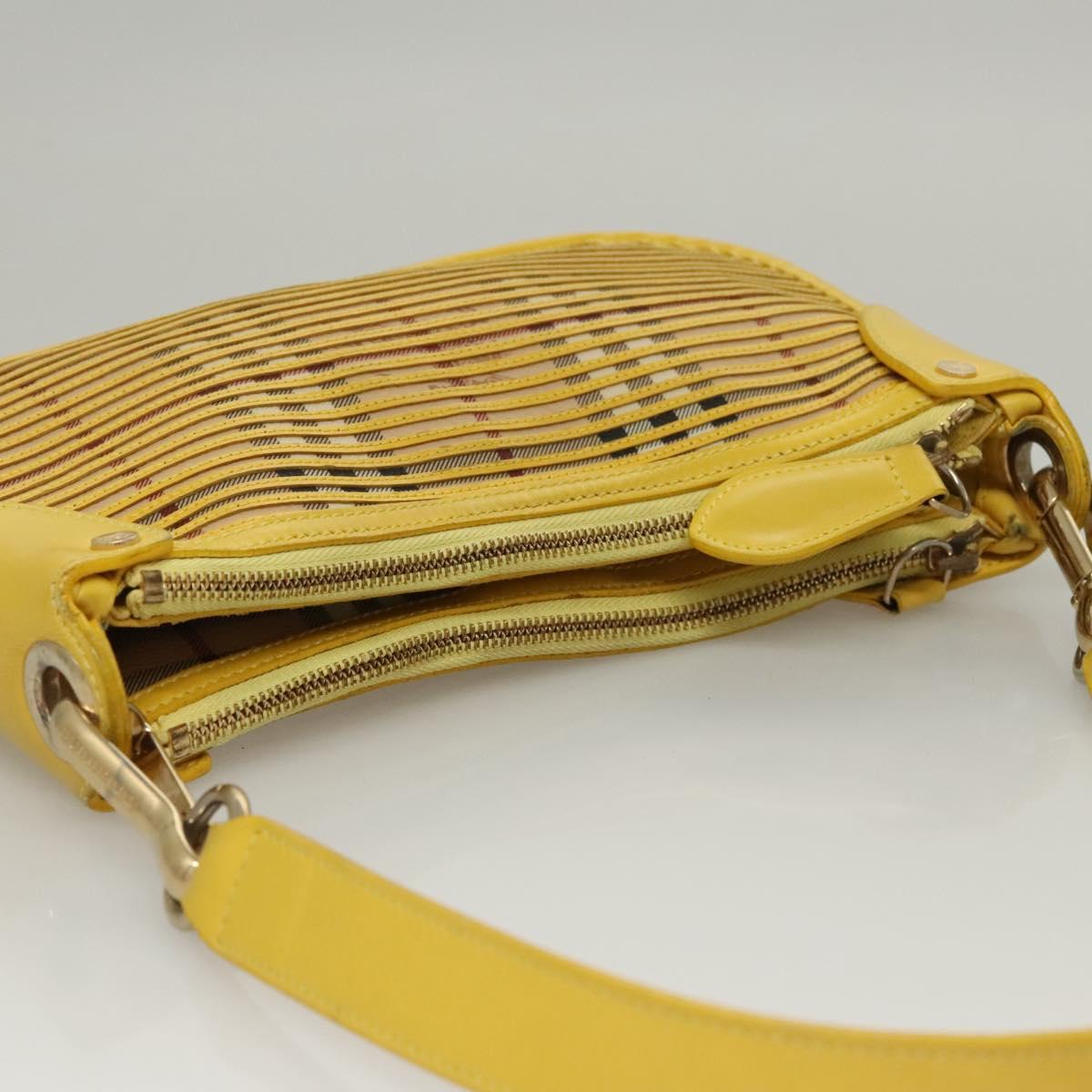 BURBERRY Nova Check Shoulder Bag Leather Yellow Auth 116203