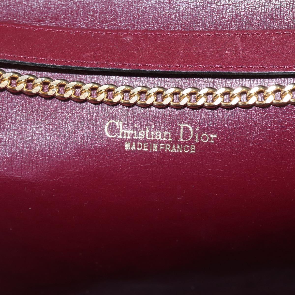 Christian Dior Trotter Canvas Chain Shoulder Bag Red Gold Auth 116208