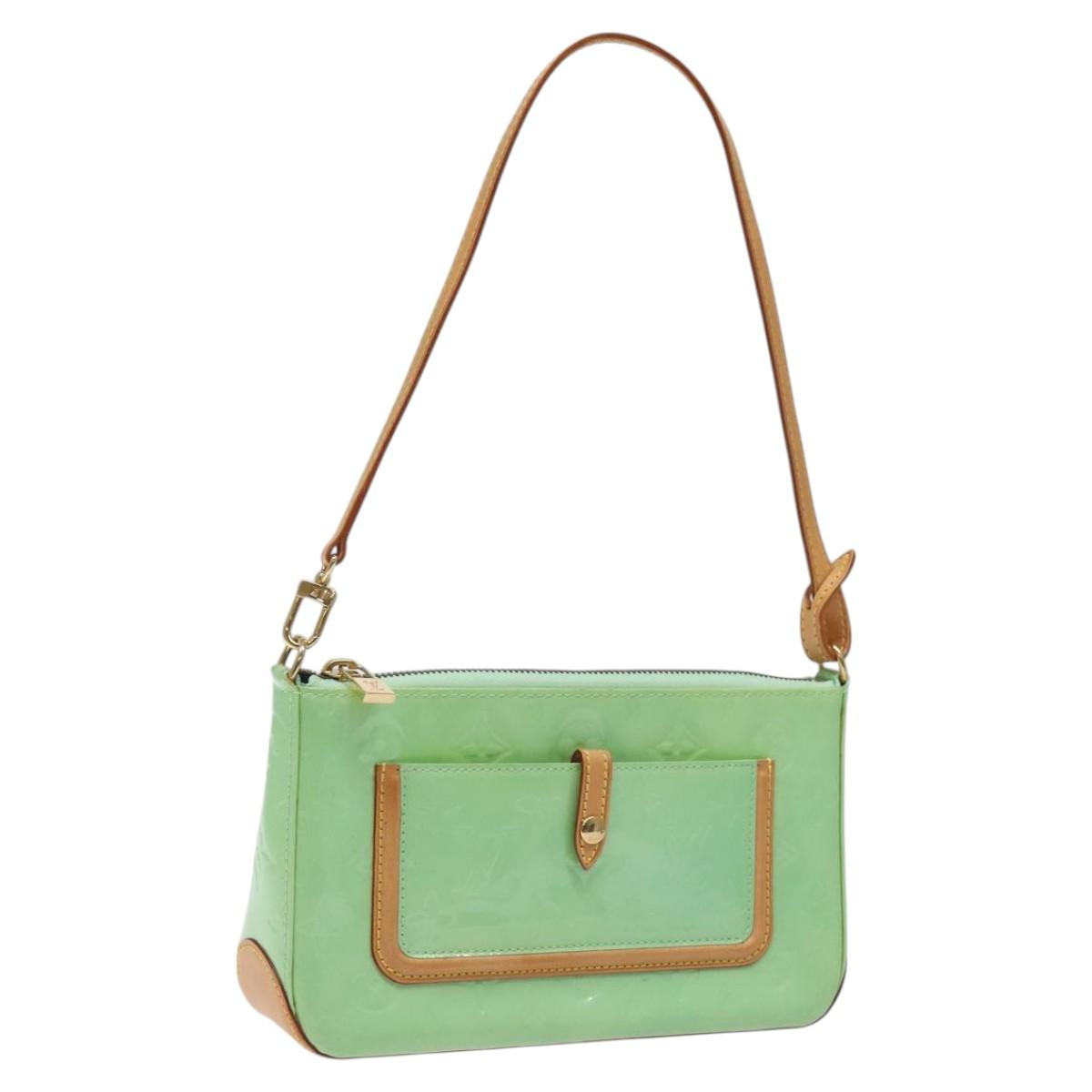 LOUIS VUITTON Monogram Vernis Mallory Square Pouch Peppermint M91293 Auth 116213