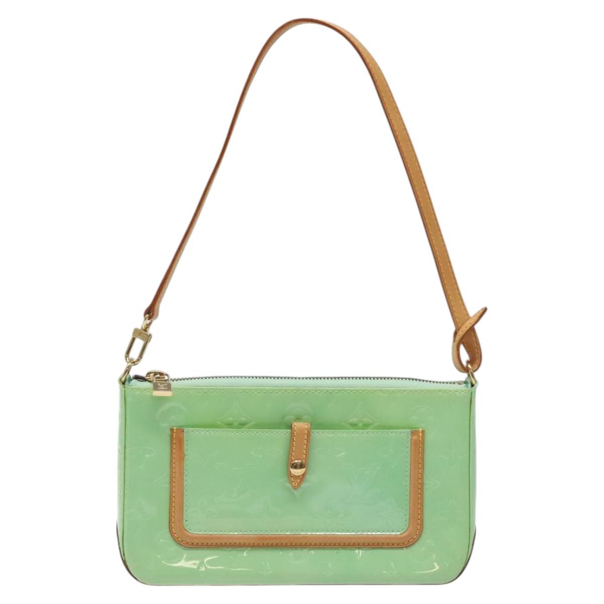 LOUIS VUITTON Monogram Vernis Mallory Square Pouch Peppermint M91293 Auth 116213