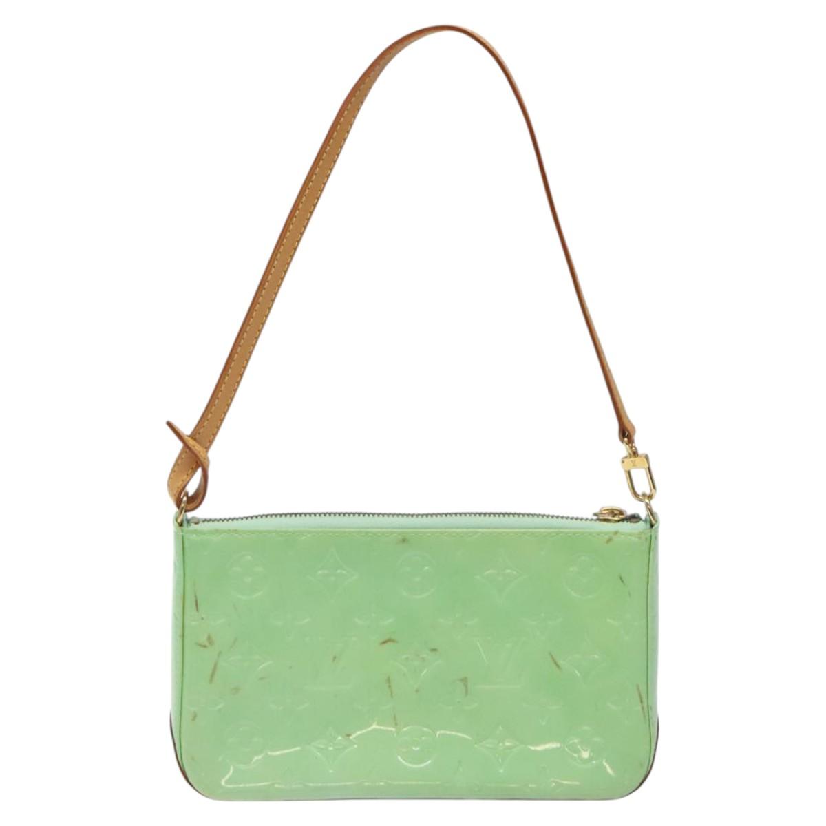 LOUIS VUITTON Monogram Vernis Mallory Square Pouch Peppermint M91293 Auth 116213