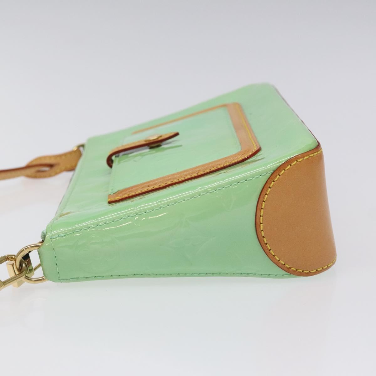 LOUIS VUITTON Monogram Vernis Mallory Square Pouch Peppermint M91293 Auth 116213