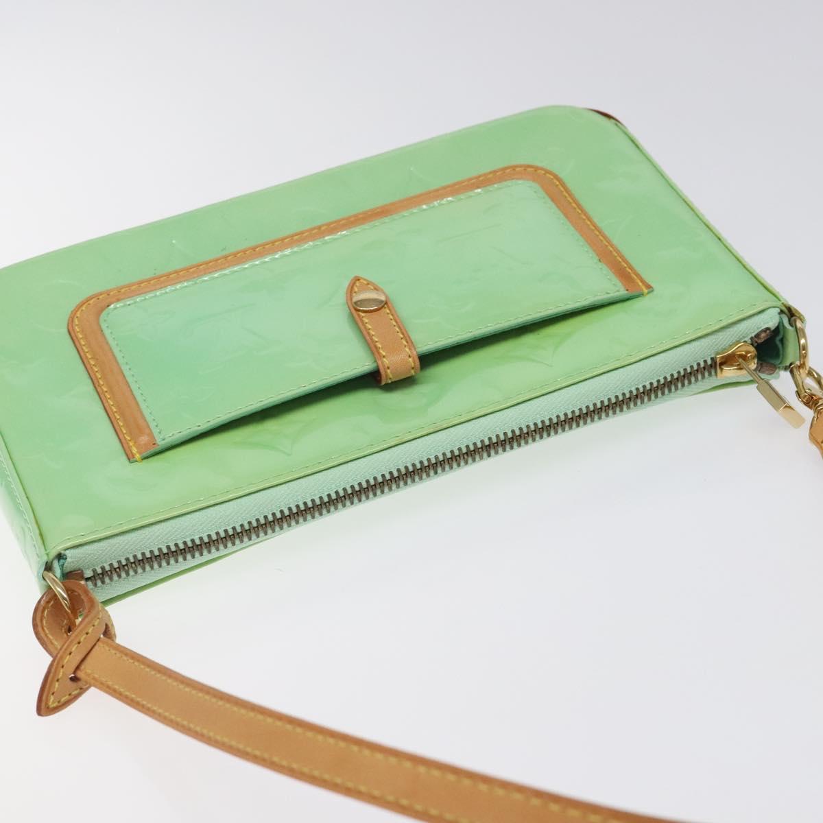 LOUIS VUITTON Monogram Vernis Mallory Square Pouch Peppermint M91293 Auth 116213